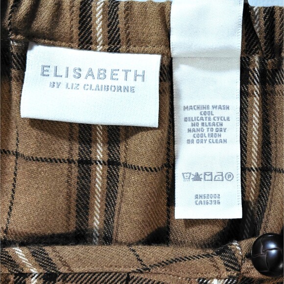 Vintage New Brown Plaid Wrap Skirt Plus 24 Liz Claiborne Academia Heritage NWT - Picture 9 of 12